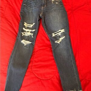 American Eagle Outfitters Ripped Dark Blue Skinny Jeans